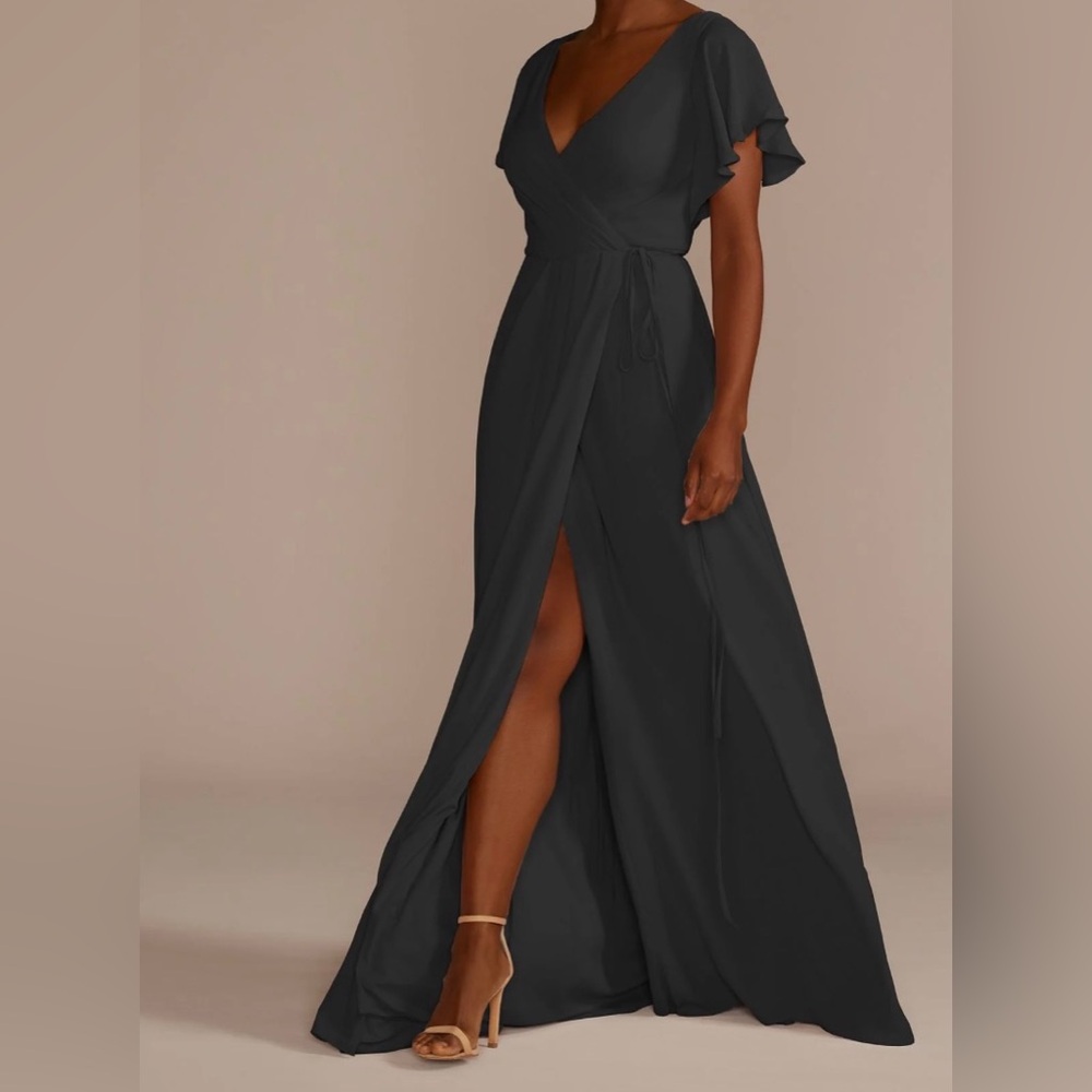 David’s Bridal Black Wrap Dress
